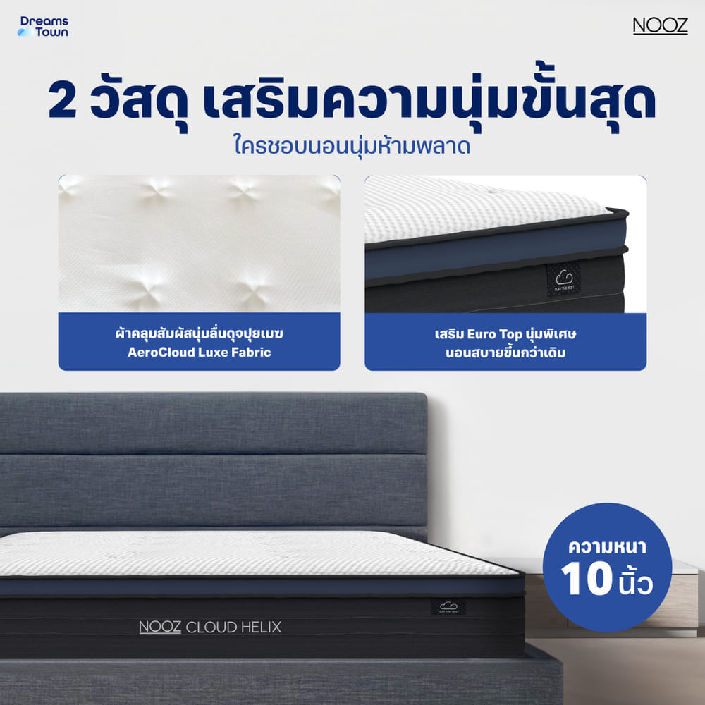 ที่นอนยางพารา 5 ฟุต NOOZ CLOUD HELIX  มาพร้อมเตียงไม้อัดคุณภาพสูง สไตล์โมเดิร์น LUNIO ATLAS_2